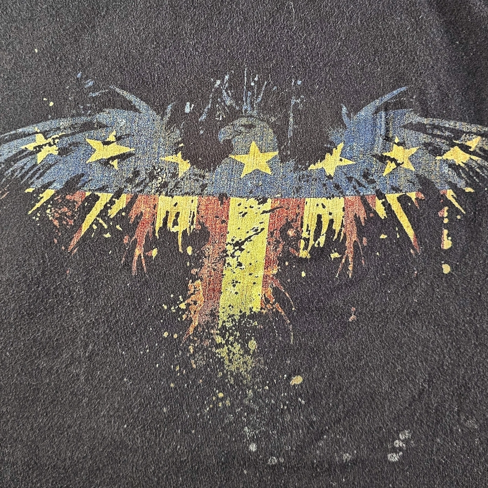Men's Gildan t-shirt, sz L, black, eagle/ flag graphic on front